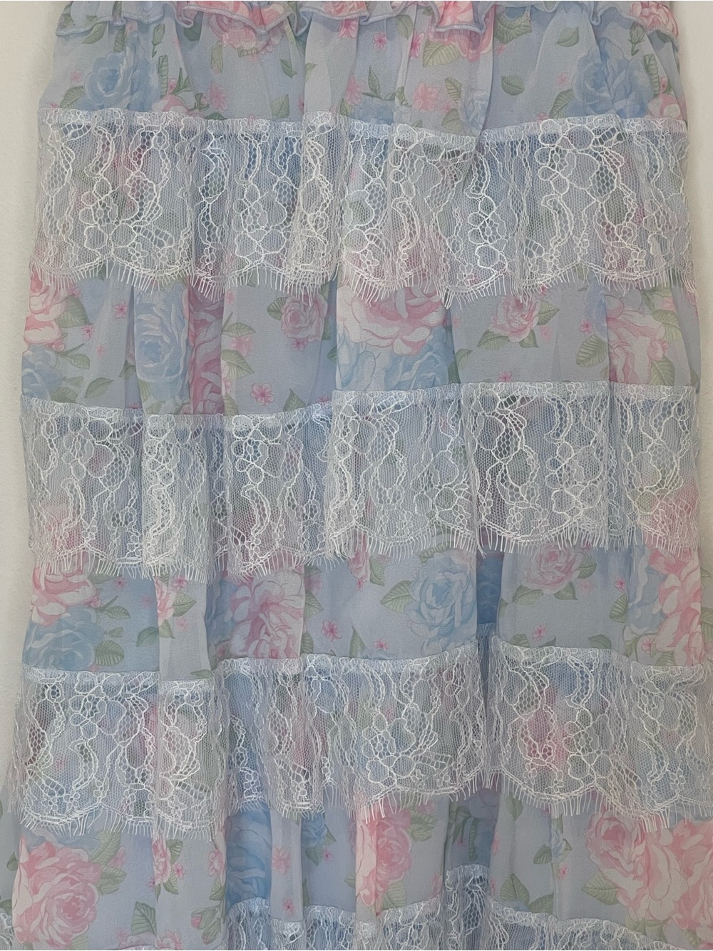 altar'd state - Light Blue Floral Lace Tiered Maxi Dress - Women - Picture 6 of 11